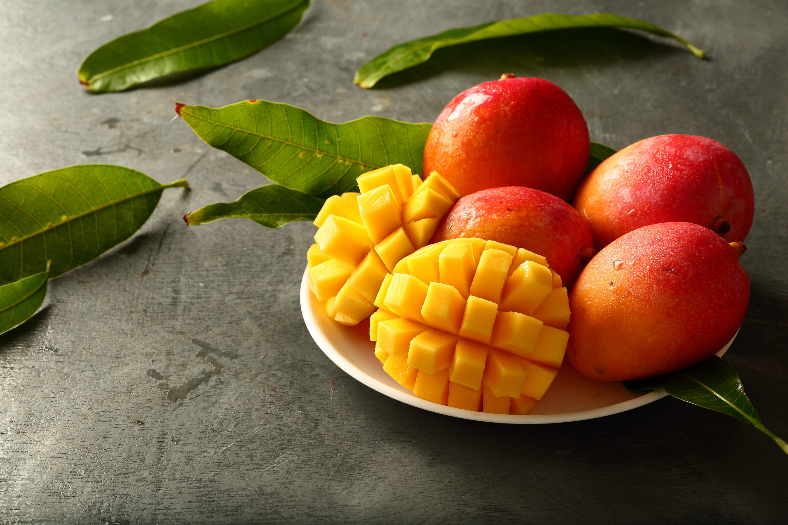 Indian sweet mangoes served in plate.