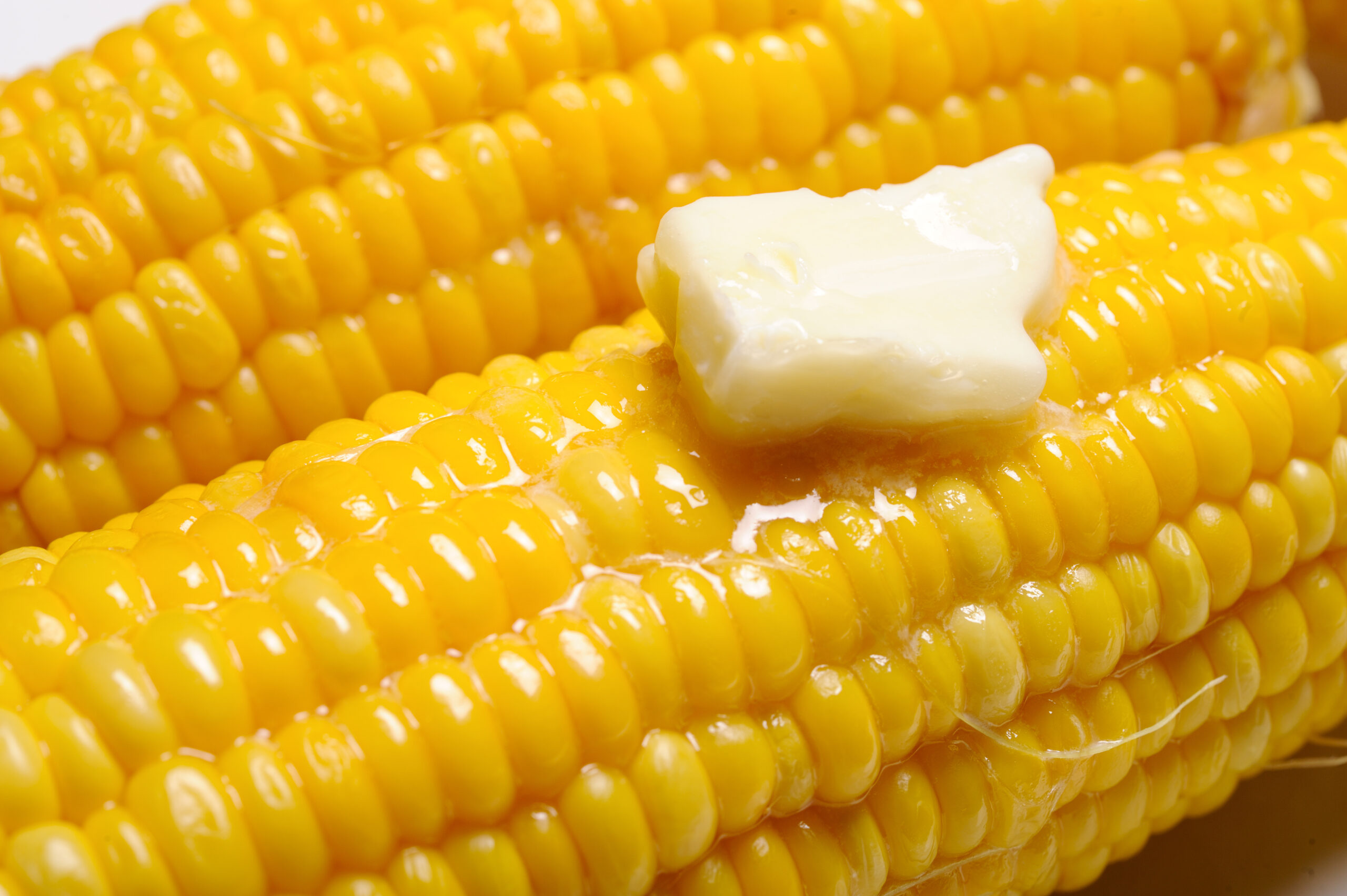 Close up of Cooked  Sweet Corn with Melting Butter